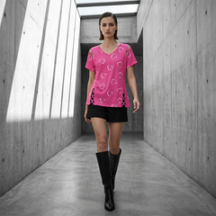 Women’s Heart Print V-Neck Top